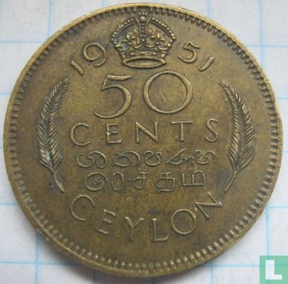 Ceylon 50 cents 1951 - Afbeelding 1