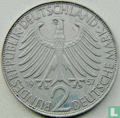 Germany 2 mark 1957 (F - Max Planck) - Image 1