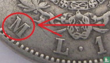 Italië 1 lira 1863 (M - met gekroonde wapenschild) - Afbeelding 3