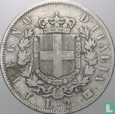 Italien 2 Lire 1863 (T - mit gekrönte Wappen) - Bild 2
