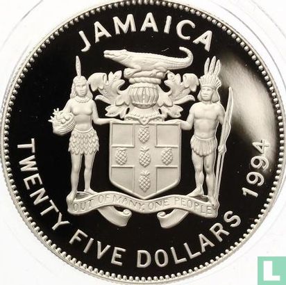Jamaica 25 dollars 1994 (PROOF) "Football World Cup in the USA" - Image 1