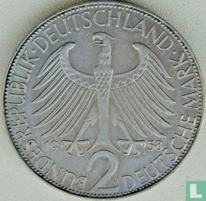 Duitsland 2 mark 1958 (J - Max Planck) - Afbeelding 1