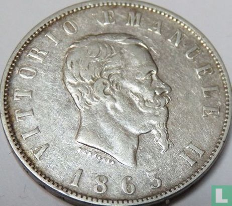 Italië 2 lire 1863 (N - zonder gekroonde wapenschild) - Afbeelding 1
