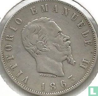 Italy 2 lire 1863 (N - with crowned escutcheon) - Image 1