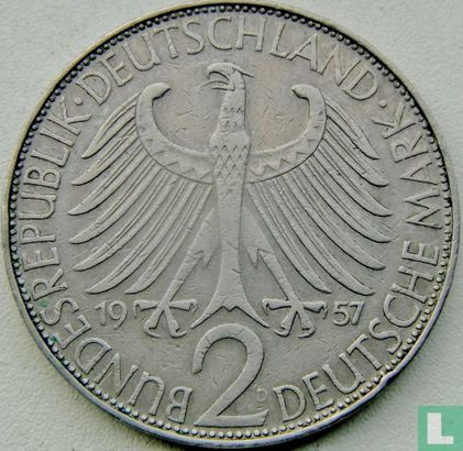 Duitsland 2 mark 1957 (D - Max Planck) - Afbeelding 1