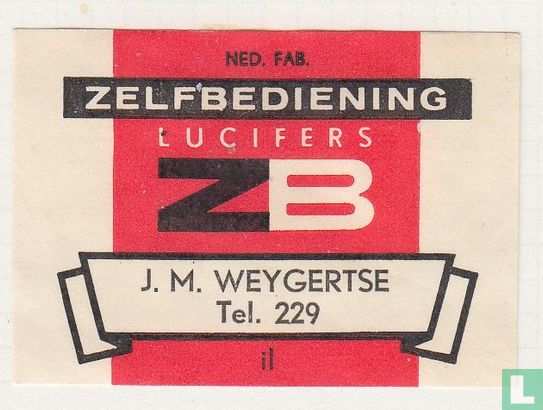 Zelfbediening lucifers ZB J.M.Weygertse