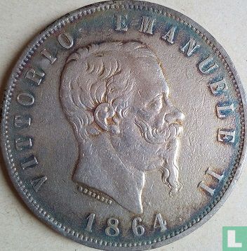 Italië 5 lire 1864 (N) - Afbeelding 1