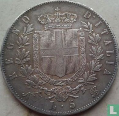 Italië 5 lire 1865 (N) - Afbeelding 2