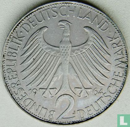 Deutschland 2 Mark 1964 (J - Max Planck) - Bild 1