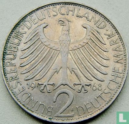 Germany 2 mark 1968 (J - Max Planck) - Image 1