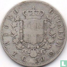 Italie 50 centesimi 1863 (T - avec écusson couronné) - Image 2