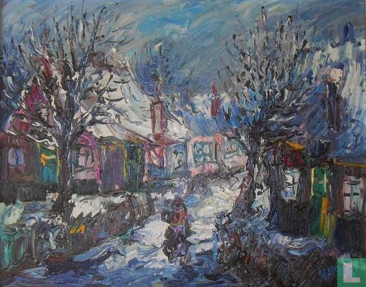 Winter in het dorp - Afbeelding 1