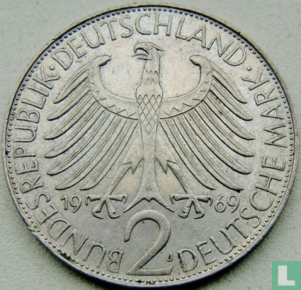 Duitsland 2 mark 1969 (J - Max Planck) - Afbeelding 1