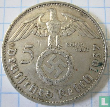 German Empire 5 reichsmark 1937 (F) - Image 1