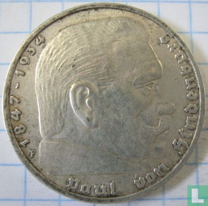 Duitse Rijk 5 reichsmark 1937 (F) - Afbeelding 2