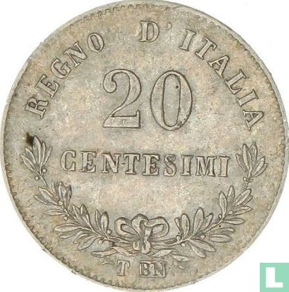Italie 20 centesimi 1863 (T BN) - Image 2
