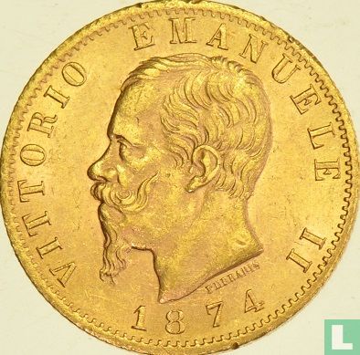 Italië 20 lire 1874 (M) - Afbeelding 1