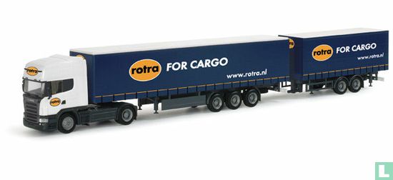 Scania R TL curtain canvas semitrailer with tandem trailer 'Rotra' (NL)