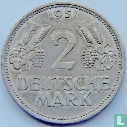 Germany 2 mark 1951 (F) - Image 1