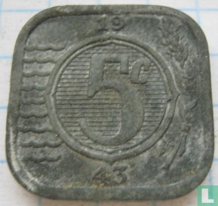 Netherlands 5 cents 1943 (type 2) - Image 1