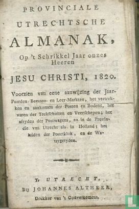 Provinciale Utrechtsche Almanak 1820 - Image 1