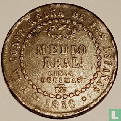 Spanje ½ real 1850 (aquaduct) - Afbeelding 1