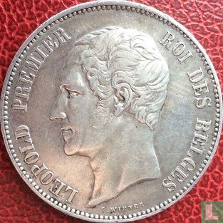 België 5 francs 1865 (Leopold I - met punt na F) - Afbeelding 2