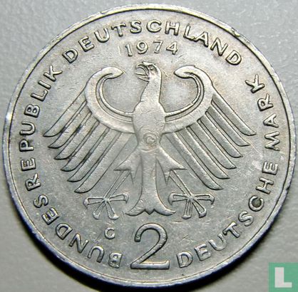 Allemagne 2 mark 1974 (G - Konrad Adenauer) - Image 1