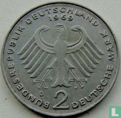 Allemagne 2 mark 1969 (D - Konrad Adenauer) - Image 1