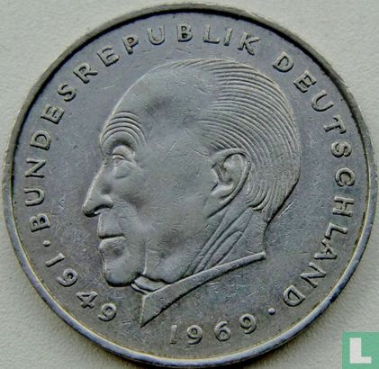 Allemagne 2 mark 1971 (J - Konrad Adenauer) - Image 2