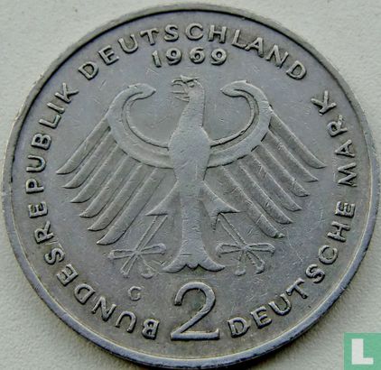 Germany 2 mark 1969 (G - Konrad Adenauer) - Image 1