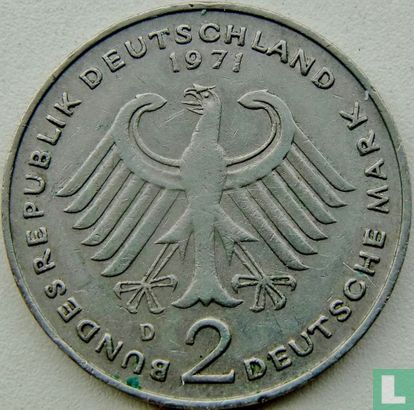 Duitsland 2 mark 1971 (D - Konrad Adenauer) - Afbeelding 1