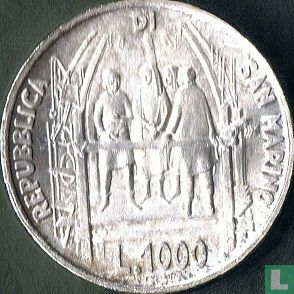San Marino 1000 lire 1977 "600th anniversary of the birth of Filippo Brunelleschi" - Afbeelding 2