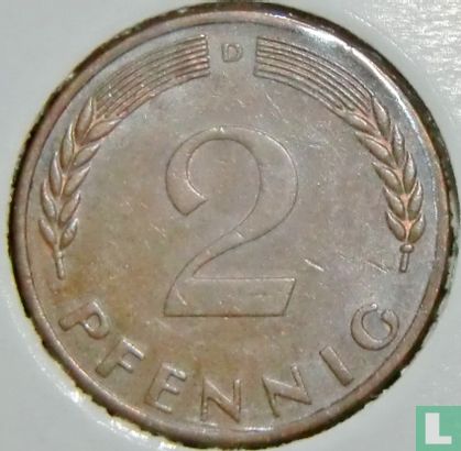 Allemagne 2 pfennig 1968 (D - bronze) - Image 2