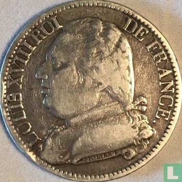 Frankrijk 5 francs 1814 (LOUIS XVIII - Q) - Afbeelding 2