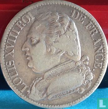 Frankrijk 5 francs 1815 (LOUIS XVIII - Q) - Afbeelding 2