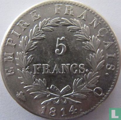 France 5 francs 1814 (NAPOLEON - Q) - Image 1