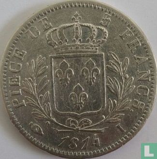 Frankrijk 5 francs 1814 (LOUIS XVIII - I) - Afbeelding 1