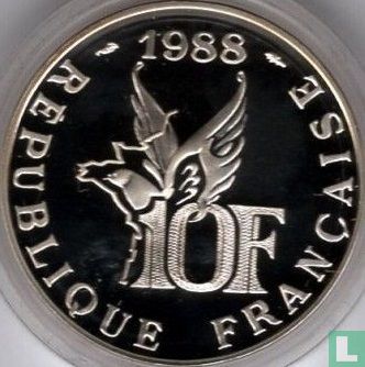 Frankrijk 10 francs 1988 (PROOF - zilver) "100th anniversary Birth of Roland Garros" - Afbeelding 1