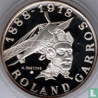 Frankreich 10 Franc 1988 (PP - Silber) "100th anniversary Birth of Roland Garros" - Bild 2