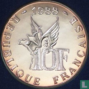 France 10 francs 1988 (silver) "100th anniversary Birth of Roland Garros" - Image 1