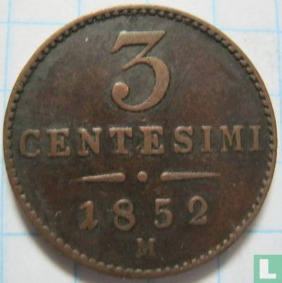 Lombardy-Venetia 3 centesimi 1852 (type 2 - M) - Image 1