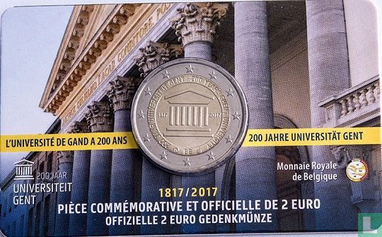 België 2 euro 2017 (coincard - FRA) "200 years Ghent University" - Afbeelding 1