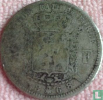 Belgien 2 Franc 1868 (ohne Kreuz auf Krone) - Bild 1