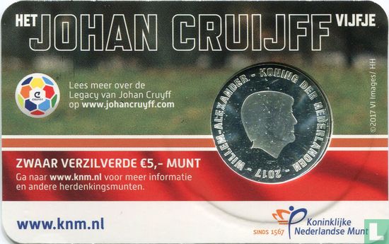 Netherlands 5 euro 2017 (coincard - UNC) "Johan Cruijff" - Image 1