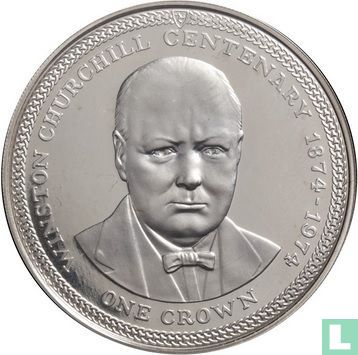 Man 1 crown 1974 (zilver) "100th anniversary Birth of Winston Churchill" - Afbeelding 2