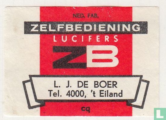 Zelfbediening lucifers ZB L.J. de Boer