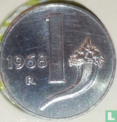 Italie 1 lira 1968 - Image 1