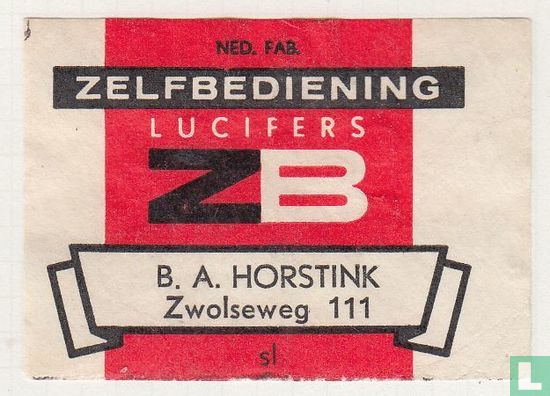 Zelfbediening lucifers ZB B.A. Horstink