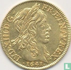 France 1 louis d'or 1641 (long curl) - Image 1